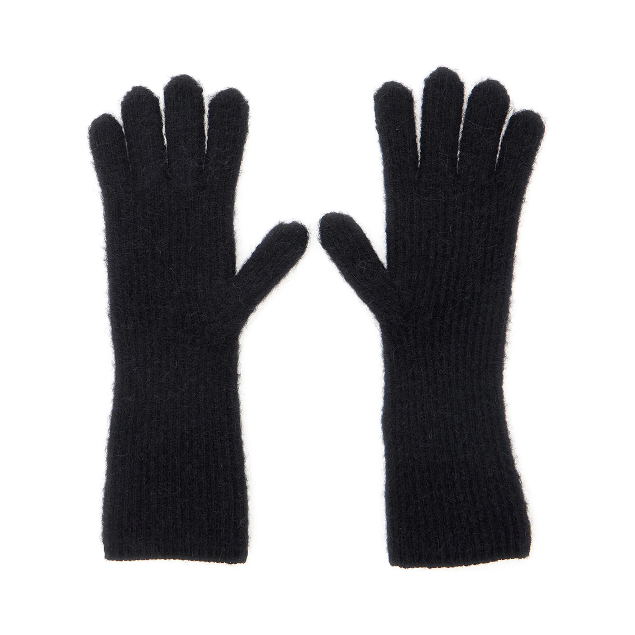 Les Gants Gros Grain Black Gloves with Logo Patch on the Front in Wool Blend Woman