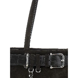 Brocle Brown Shoulder Bag with Belt and Pendant Key Details in Suede Woman
