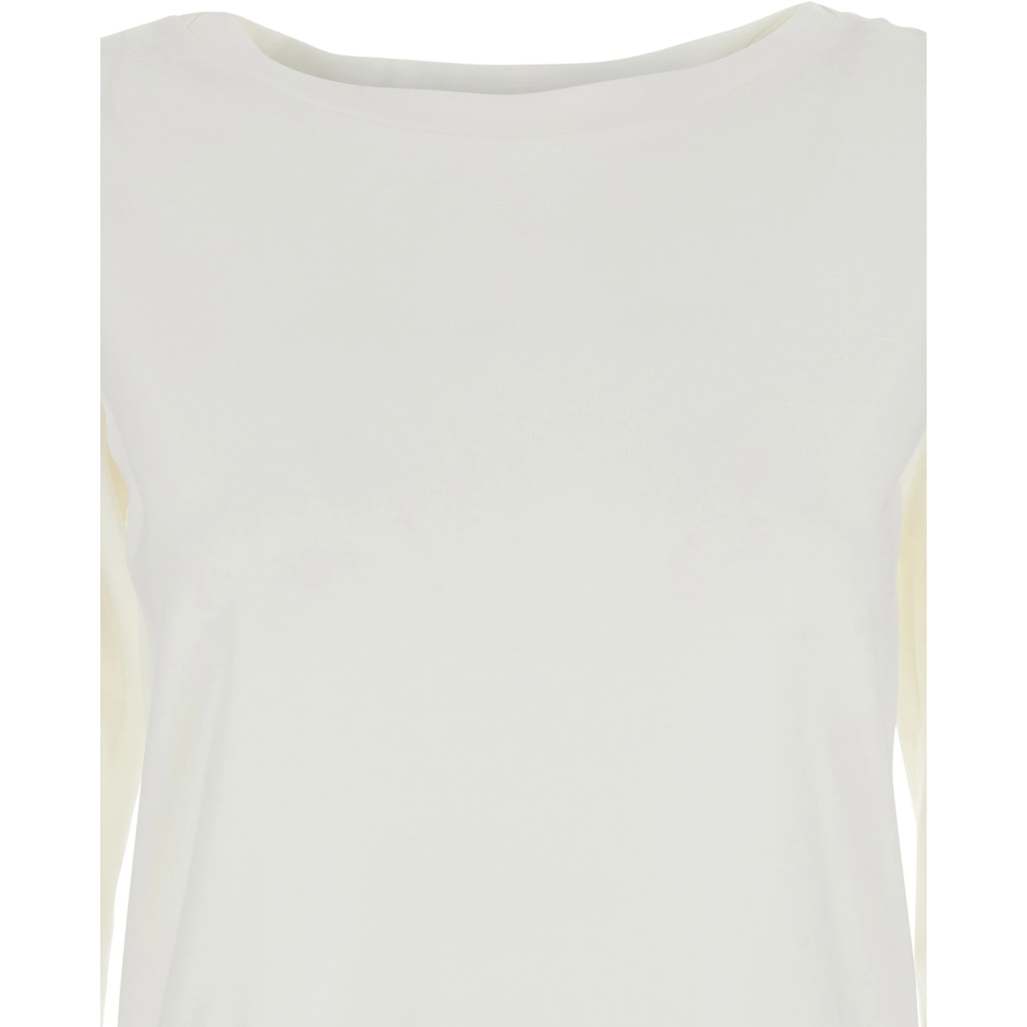 White T-Shirt with Round Neck And Three-Quarter Sleeves In Fabric Woman