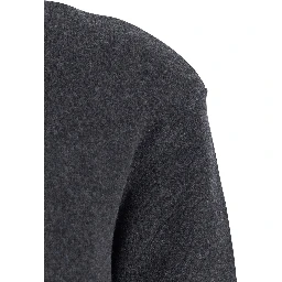 Grey High Neck Dress with Back Application in Wool Woman