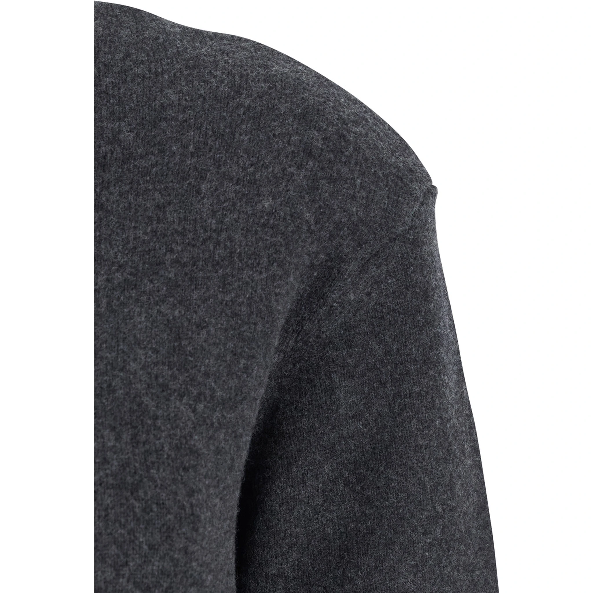 Grey High Neck Dress with Back Application in Wool Woman