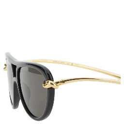 Black Sunglasses with Cut-Out Motif on the Temples and Knot Detail on the Temples in Acetate Woman