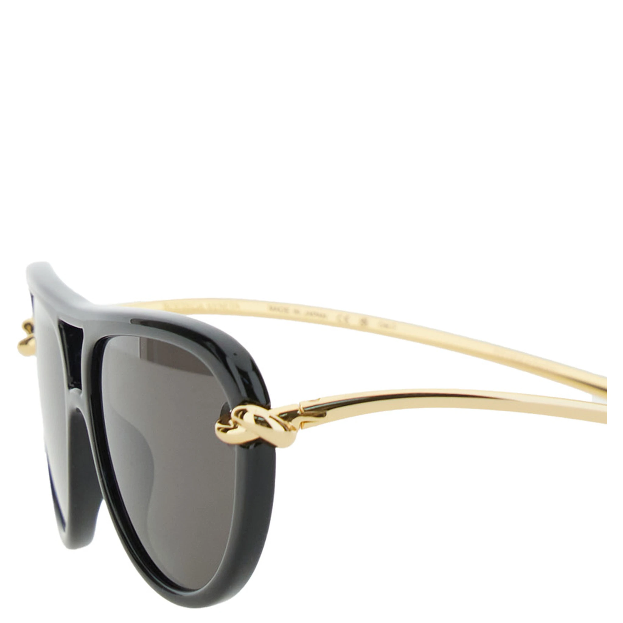 Black Sunglasses with Cut-Out Motif on the Temples and Knot Detail on the Temples in Acetate Woman