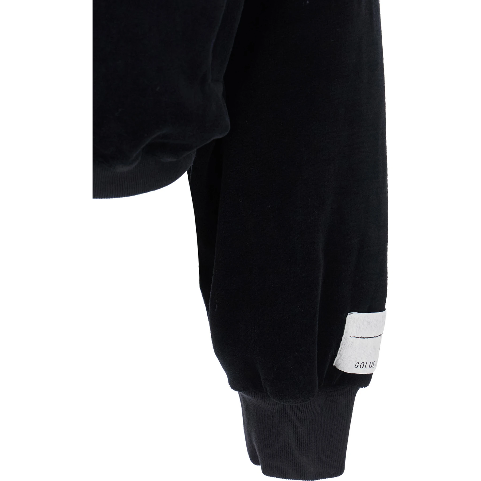 Black Sweatshirt with Fixed Hood and Logo Patch on the Sleeve in Cotton Blend Woman