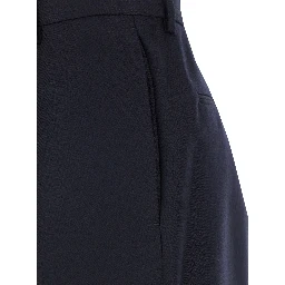 Portias Blue Pants with Wide Leg and Two Rear Welt Pockets in Wool Woman