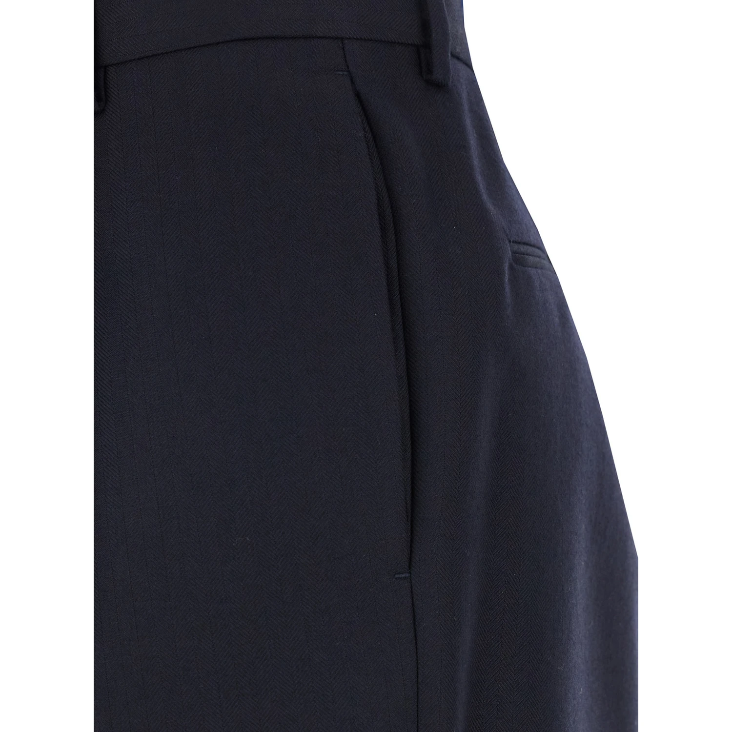 Portias Blue Pants with Wide Leg and Two Rear Welt Pockets in Wool Woman