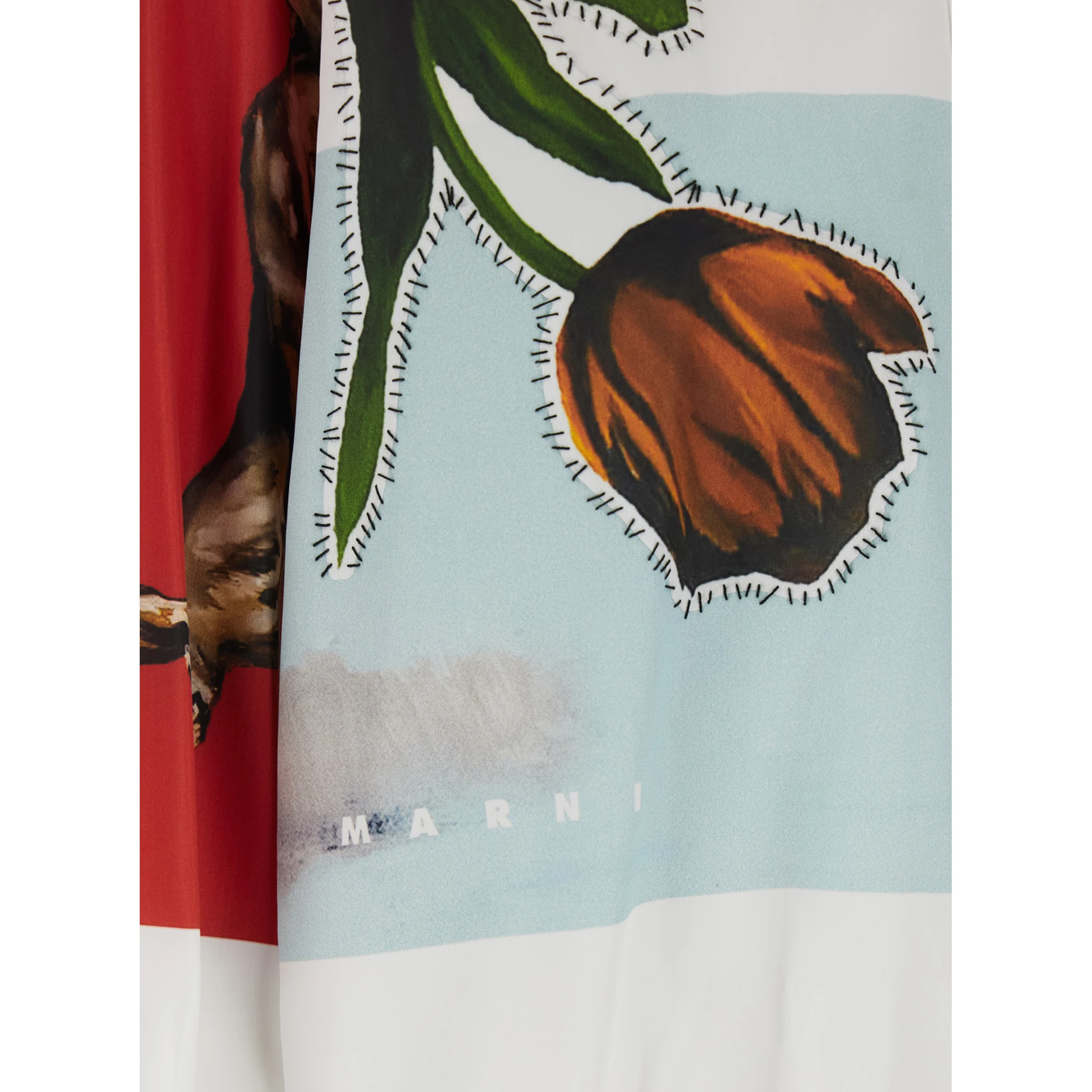 White Shirt with Classic Collar and Graphic Print on the Front in Cotton Woman