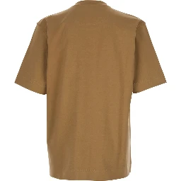 Beige T-Shirt with FF Patch Pocket in Cotton Man