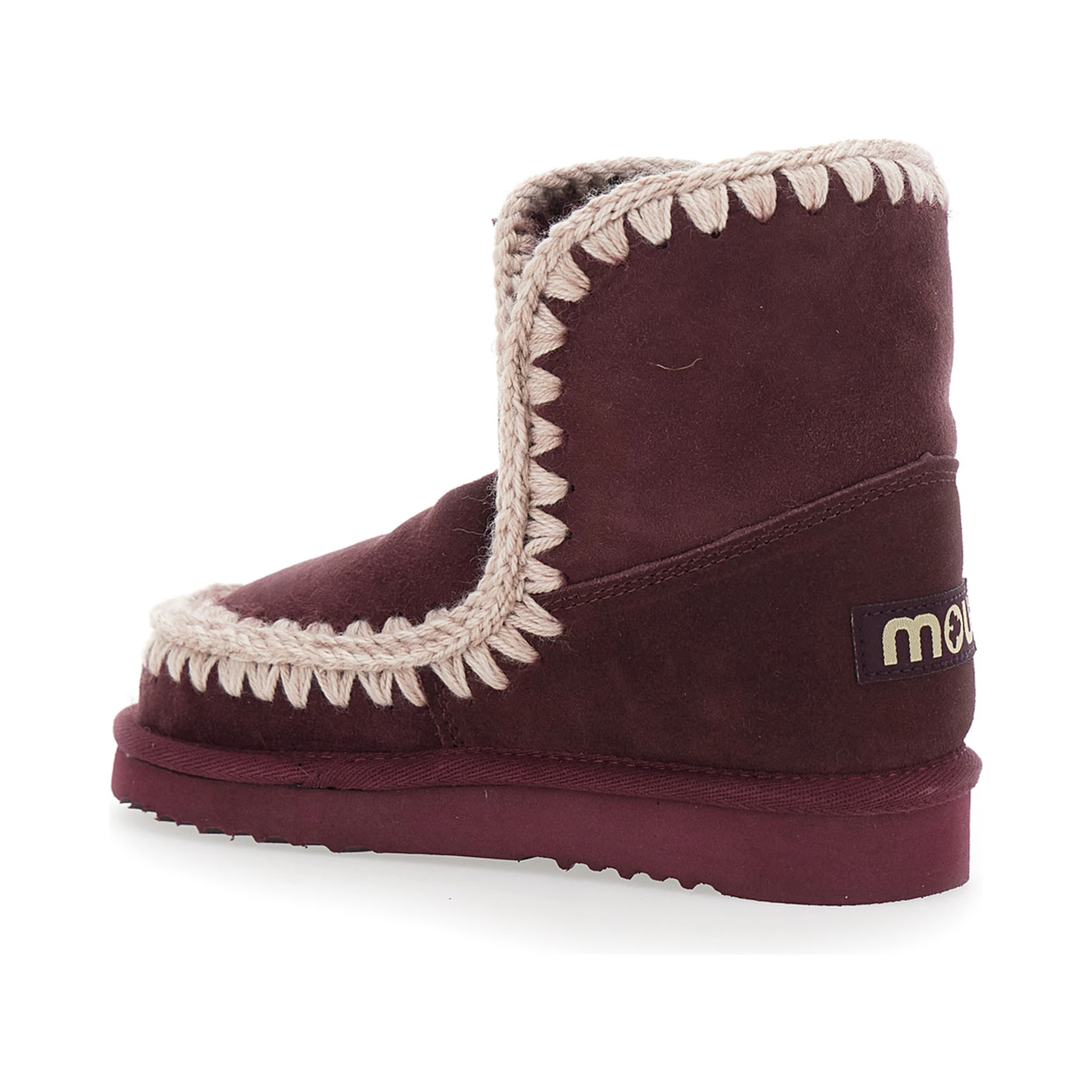 Eskimo Bordeaux Ankle Boots with Crochet Details and Logo Patch on the Rear in Suede Woman