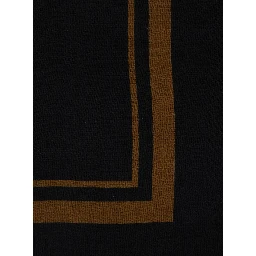 Black Square Scarf with Cassandre on the Front and Leopard Motif in Wool Woman