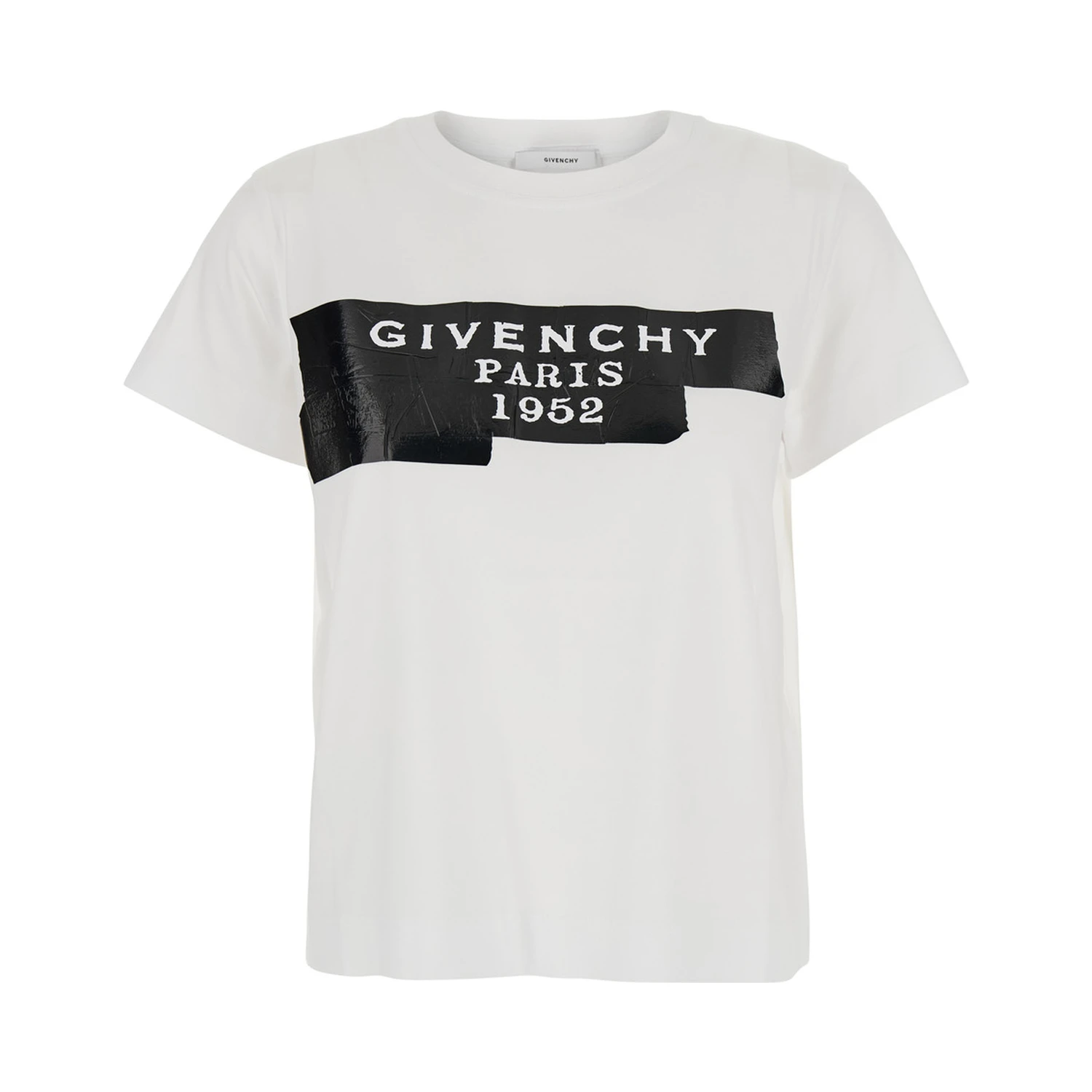 White T-Shirt with Lettering Logo on the Front in Cotton Woman