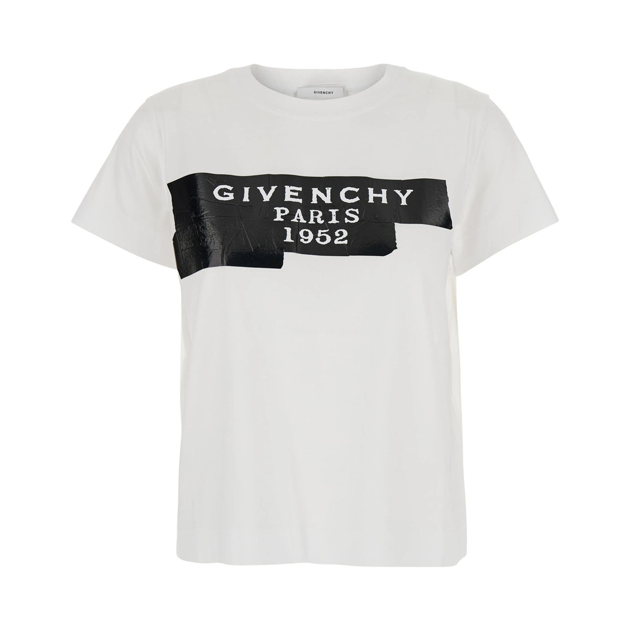 White T-Shirt with Lettering Logo on the Front in Cotton Woman