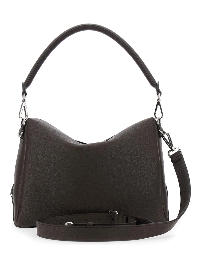 Lui Large Brown Shoulder Bag with Removable Strap in Leather Man