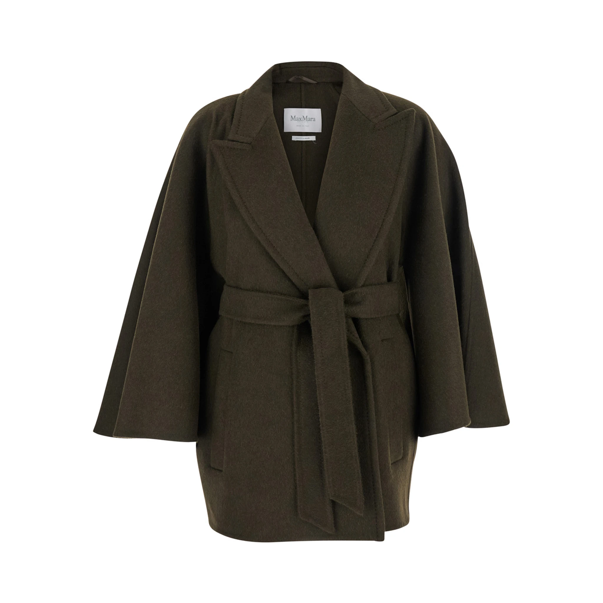 Verna Green Coat with Wide Notched Revers in Wool Woman