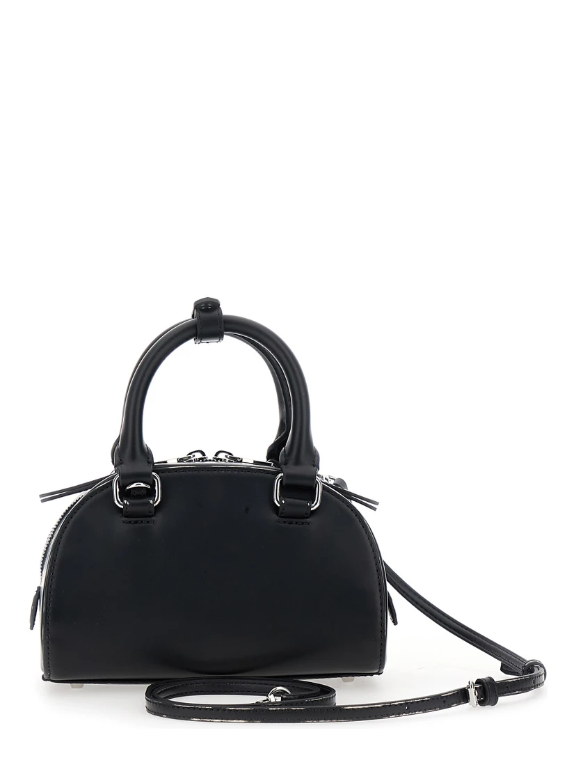 Dome Black Handbags with Oval D Logo on the Front in Eco Leather Woman