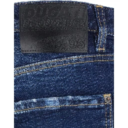 Ducati x D2 Blue Jeans with Logo Patch on the Rear and Belt Loops in Denim Man