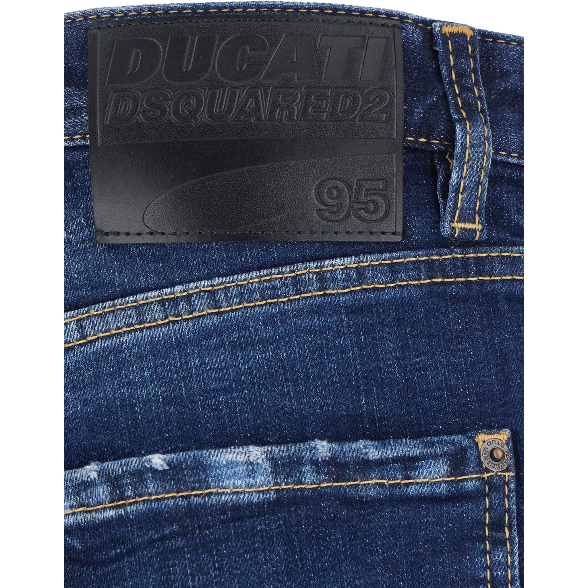 Ducati x D2 Blue Jeans with Logo Patch on the Rear and Belt Loops in Denim Man