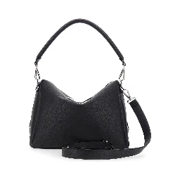 Lui Large Black Shoulder Bag with Removable Strap in Leather Man