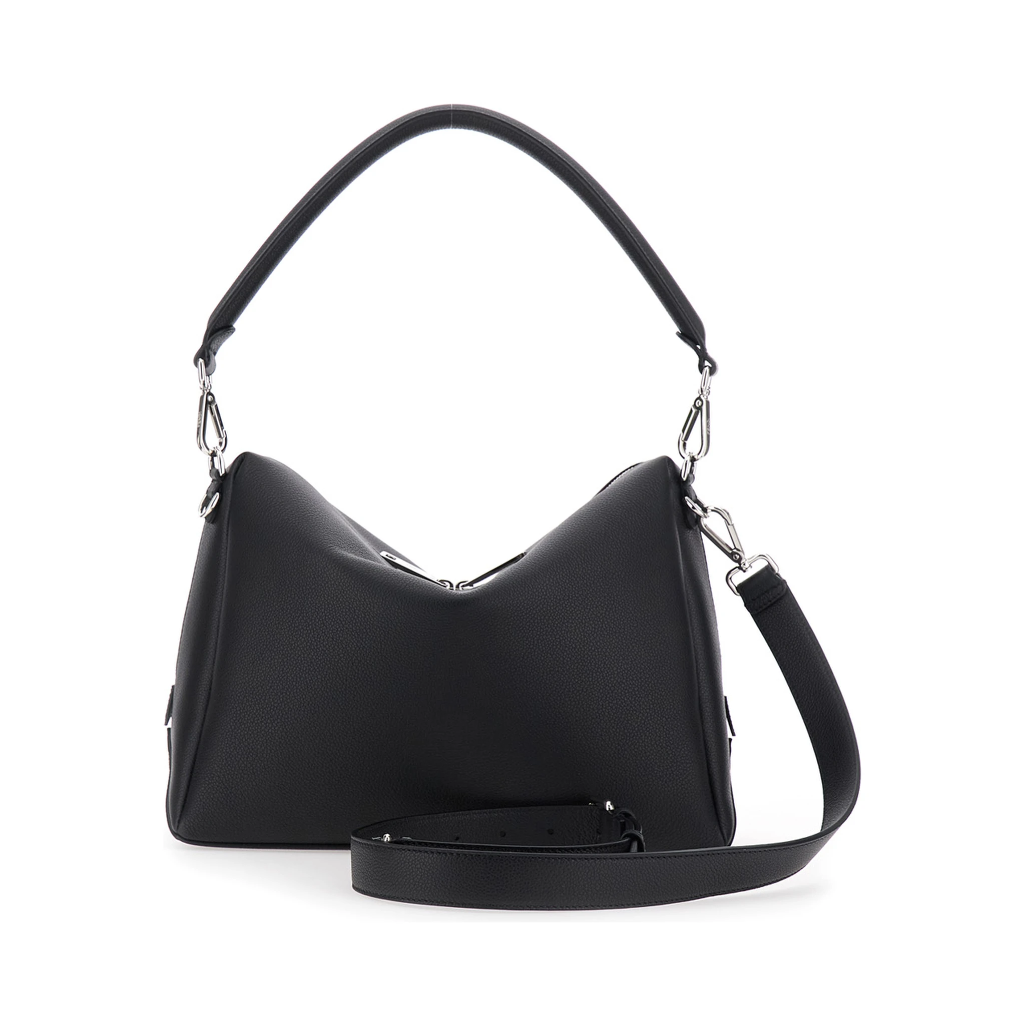 Lui Large Black Shoulder Bag with Removable Strap in Leather Man