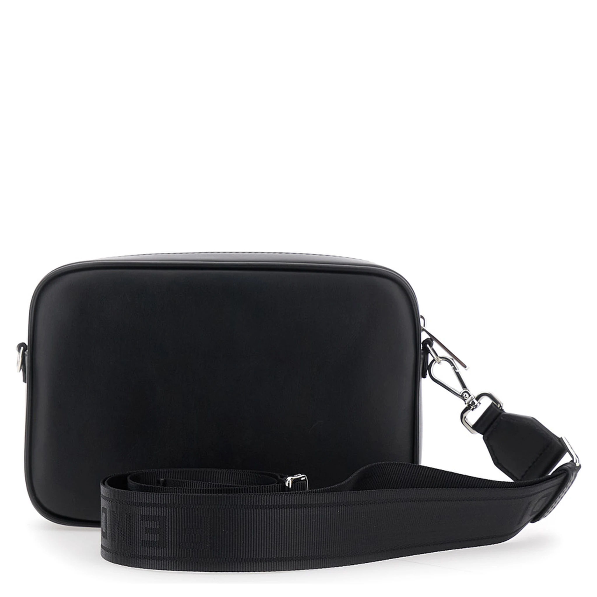 “Camera Case” Black Crossbody Bag with FF Motif in Leather Man