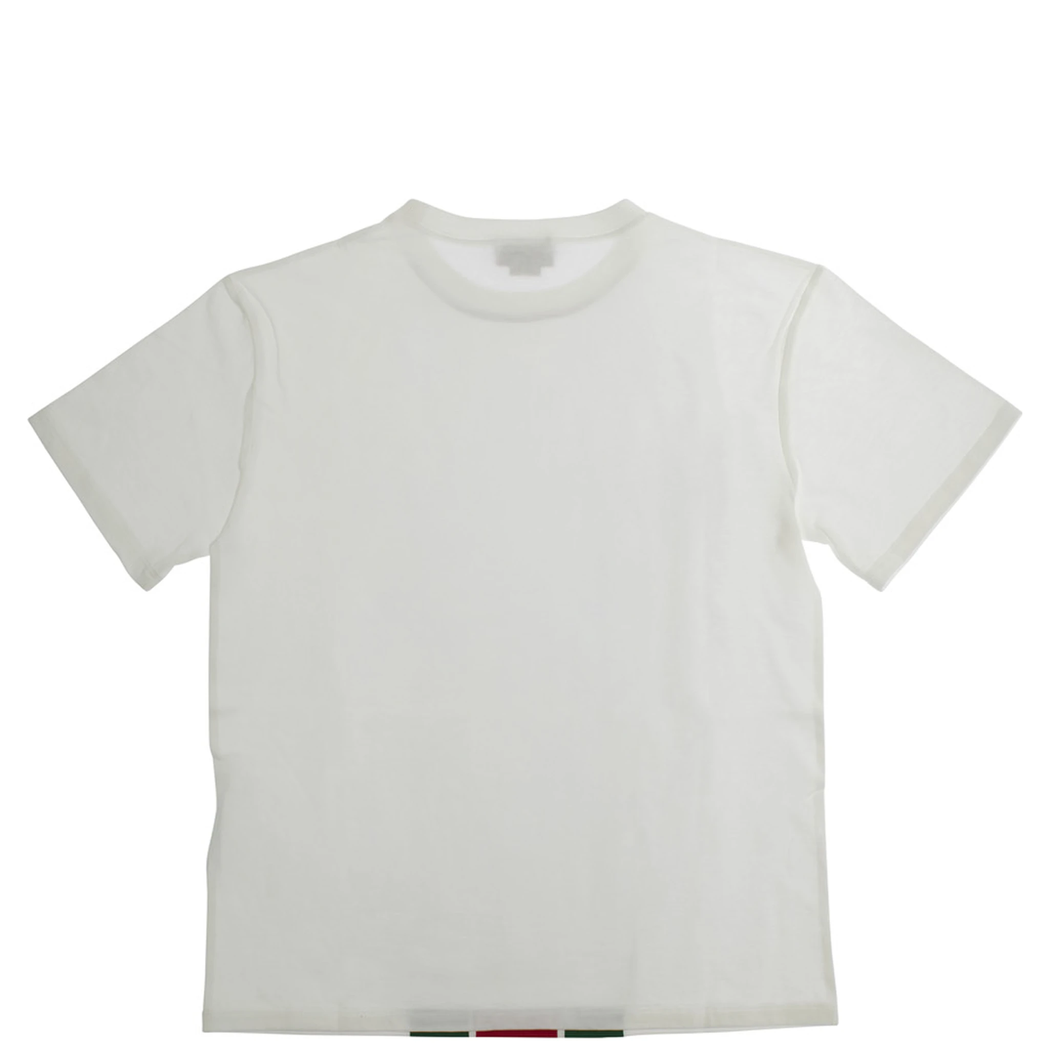 White T-Shirt with Logo Print and Web Detail in Cotton Boy