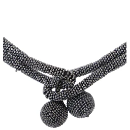 Grey Necklace with Beaded Design and Rhinestone Embellishment in Faux-Pearls Woman