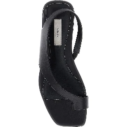 Black Sandals with Thong Design and Elastic Strap in Leather Woman