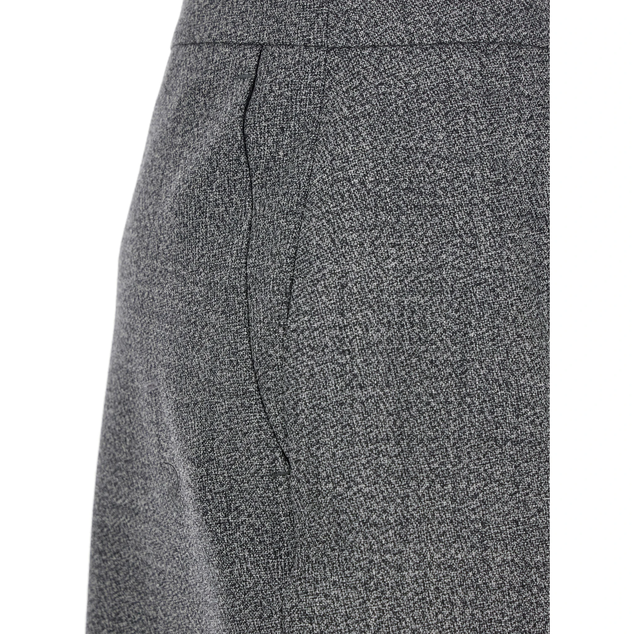 Grey Skirt with Button Closure in Wool Woman