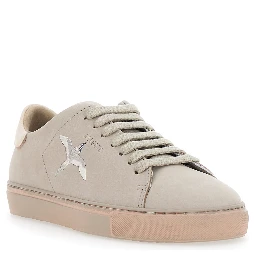 Clean 90 Grey Low Top Sneakers with Logo Embroidery on the Side in Leather Woman
