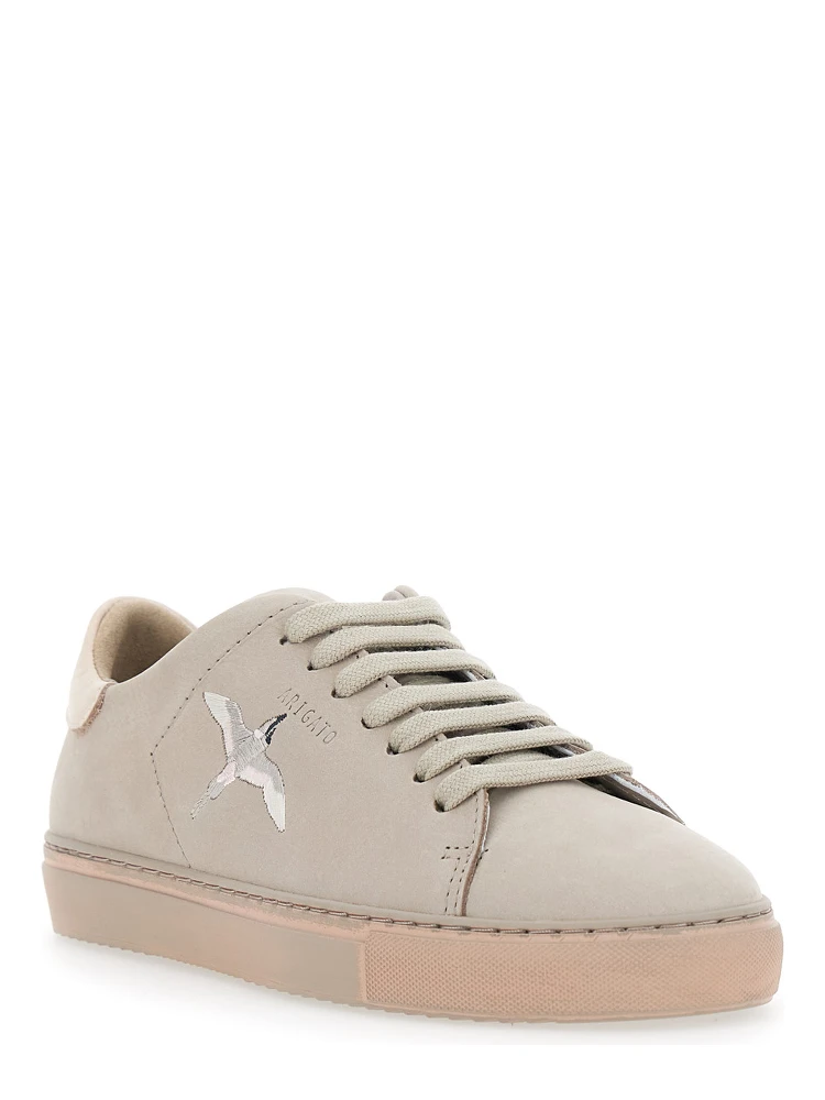 Clean 90 Grey Low Top Sneakers with Logo Embroidery on the Side in Leather Woman alternative