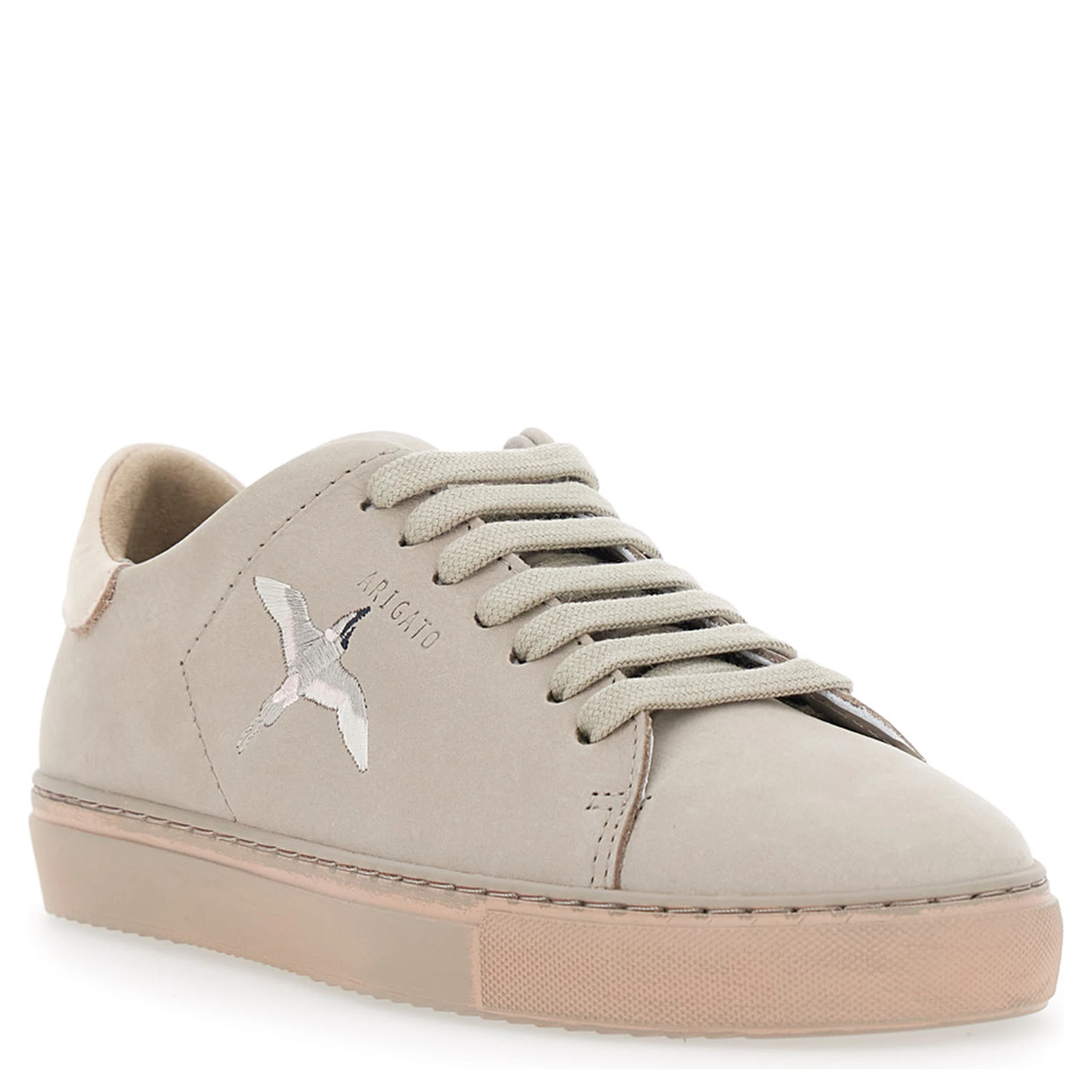 Clean 90 Grey Low Top Sneakers with Logo Embroidery on the Side in Leather Woman