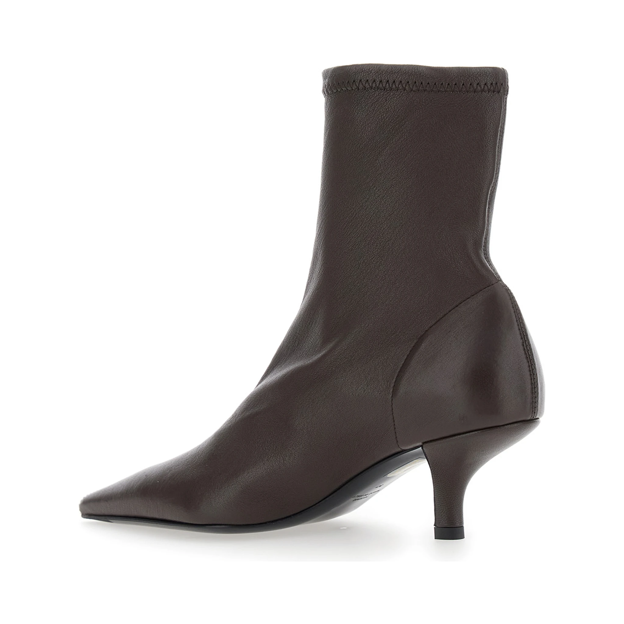 Brown Ankle Boots with Pointed Toe  in Leather Woman