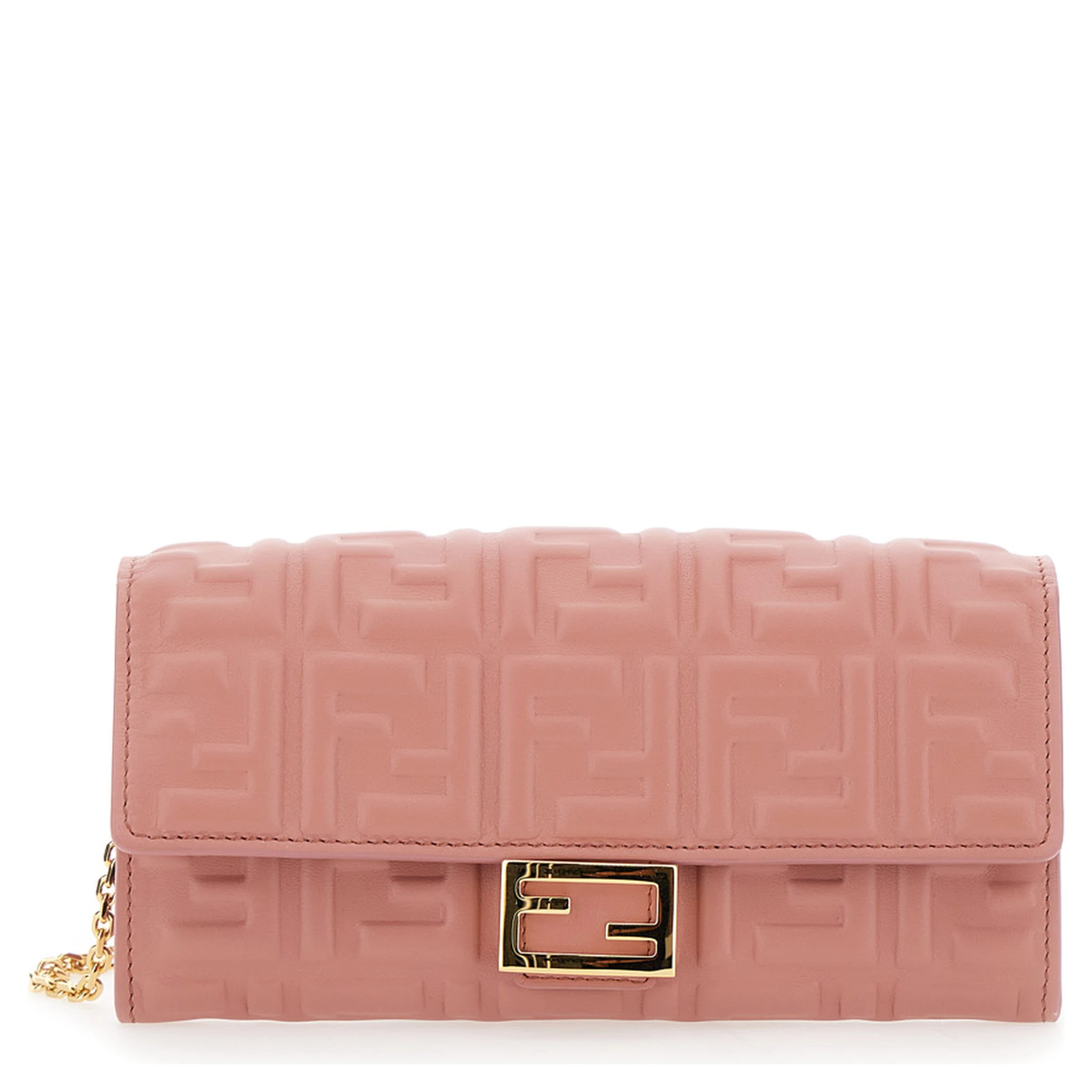 “Continental” Pink Mini Bag with All-Over FF Pattern in Embossed Leather Woman