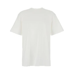 White Crewneck T-Shirt with Dropped Shoulders in Cotton Man