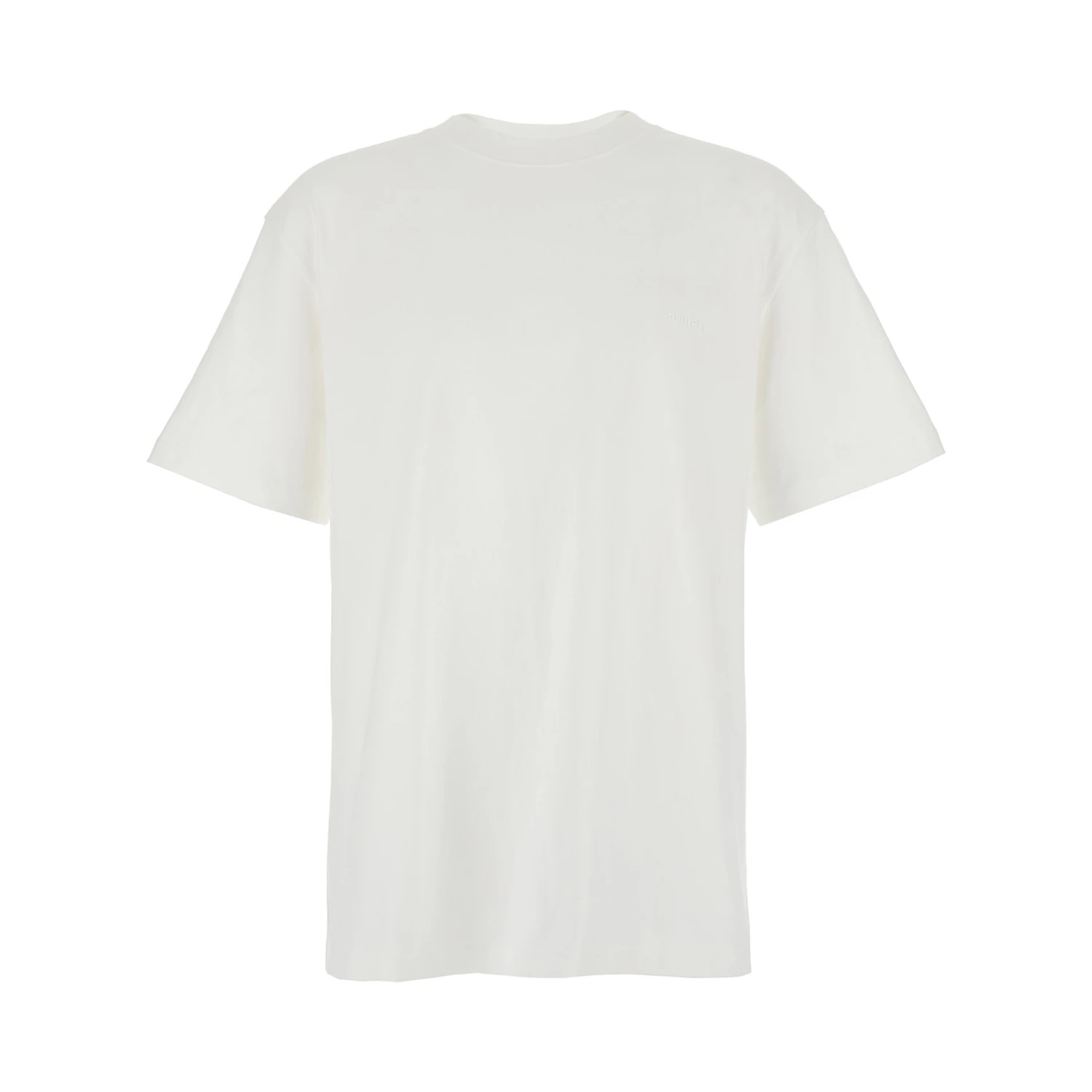 White Crewneck T-Shirt with Dropped Shoulders in Cotton Man