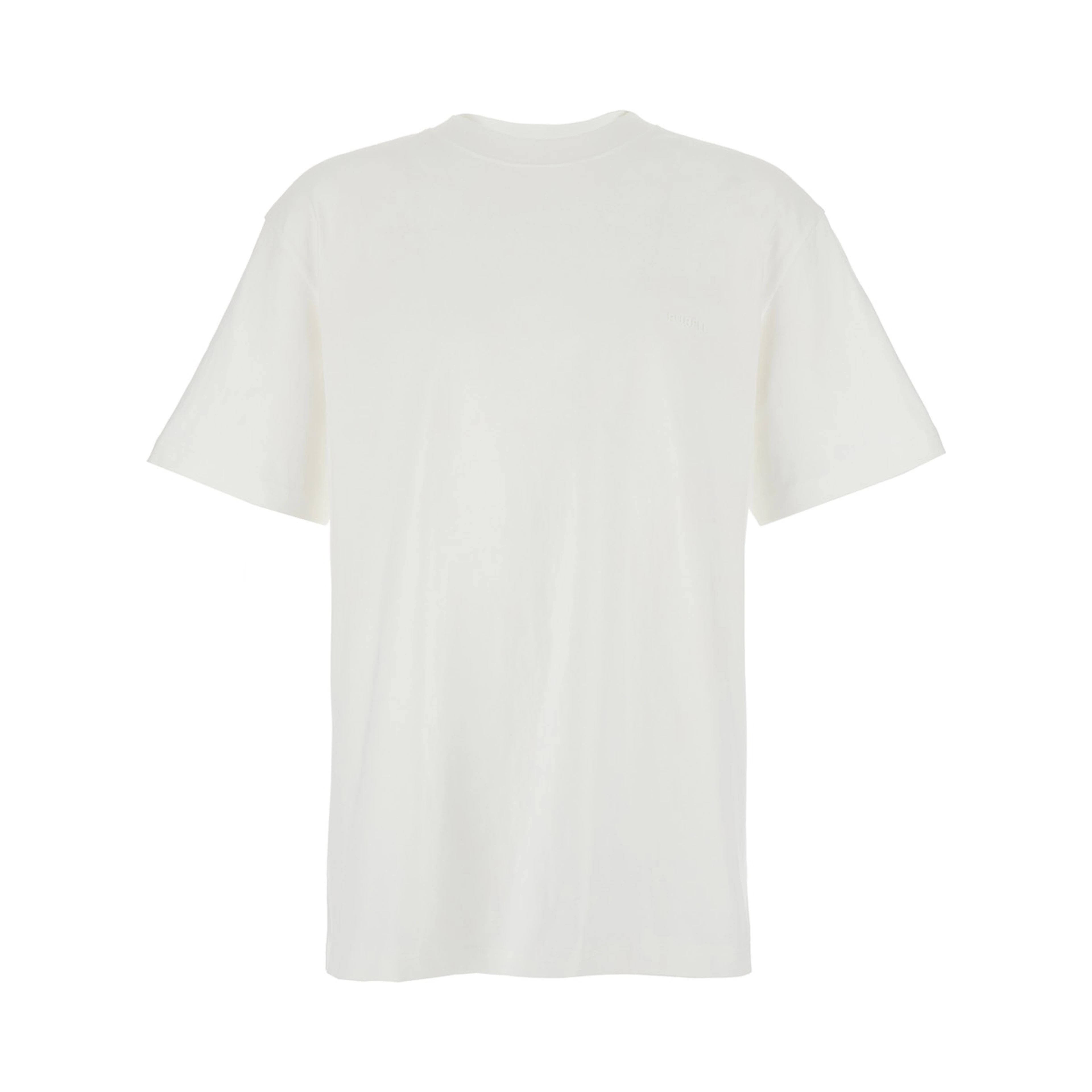 White Crewneck T-Shirt with Dropped Shoulders in Cotton Man