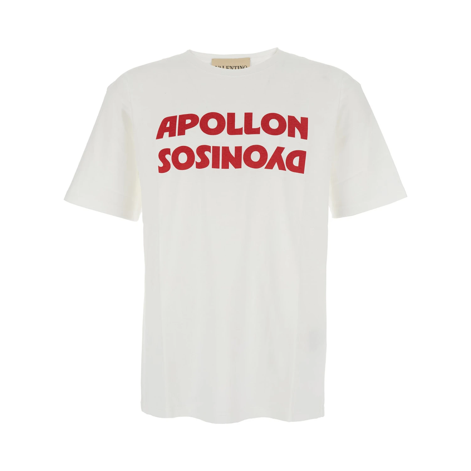 White Crewneck T-Shirt with Print on the Front in Cotton Man