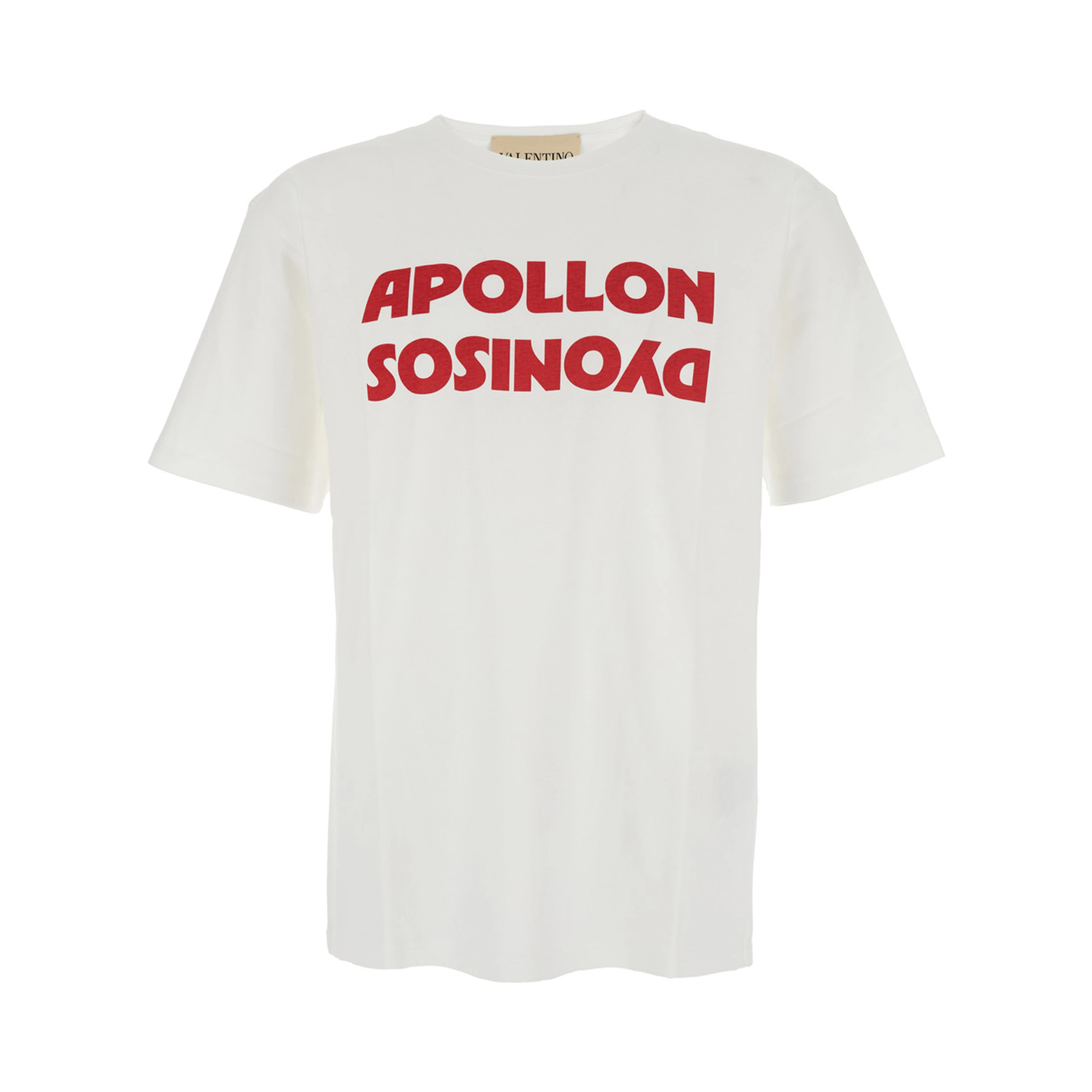 White Crewneck T-Shirt with Print on the Front in Cotton Man