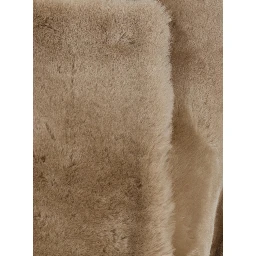 Beige Collarless Shearling Coat in Shearling Woman