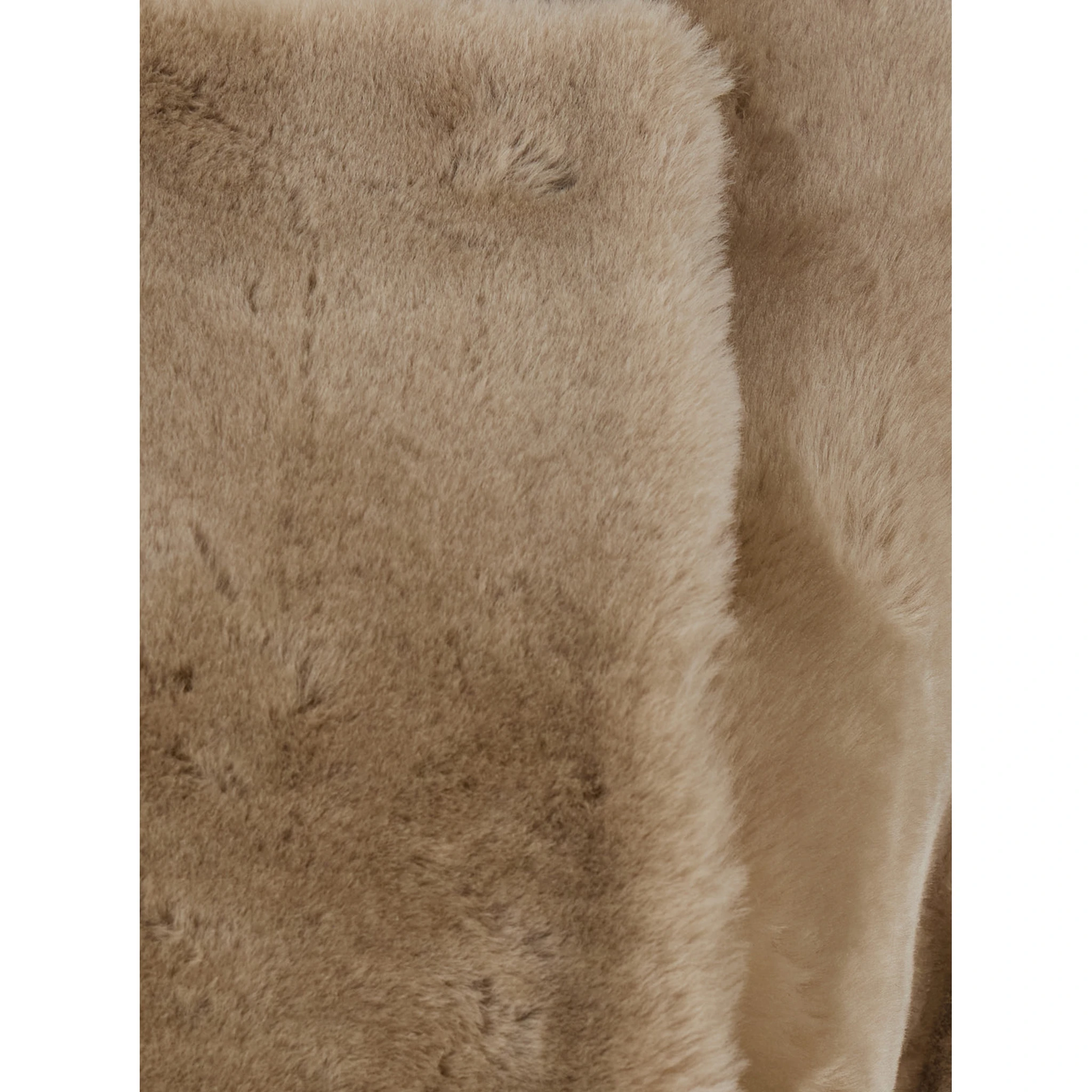 Beige Collarless Shearling Coat in Shearling Woman
