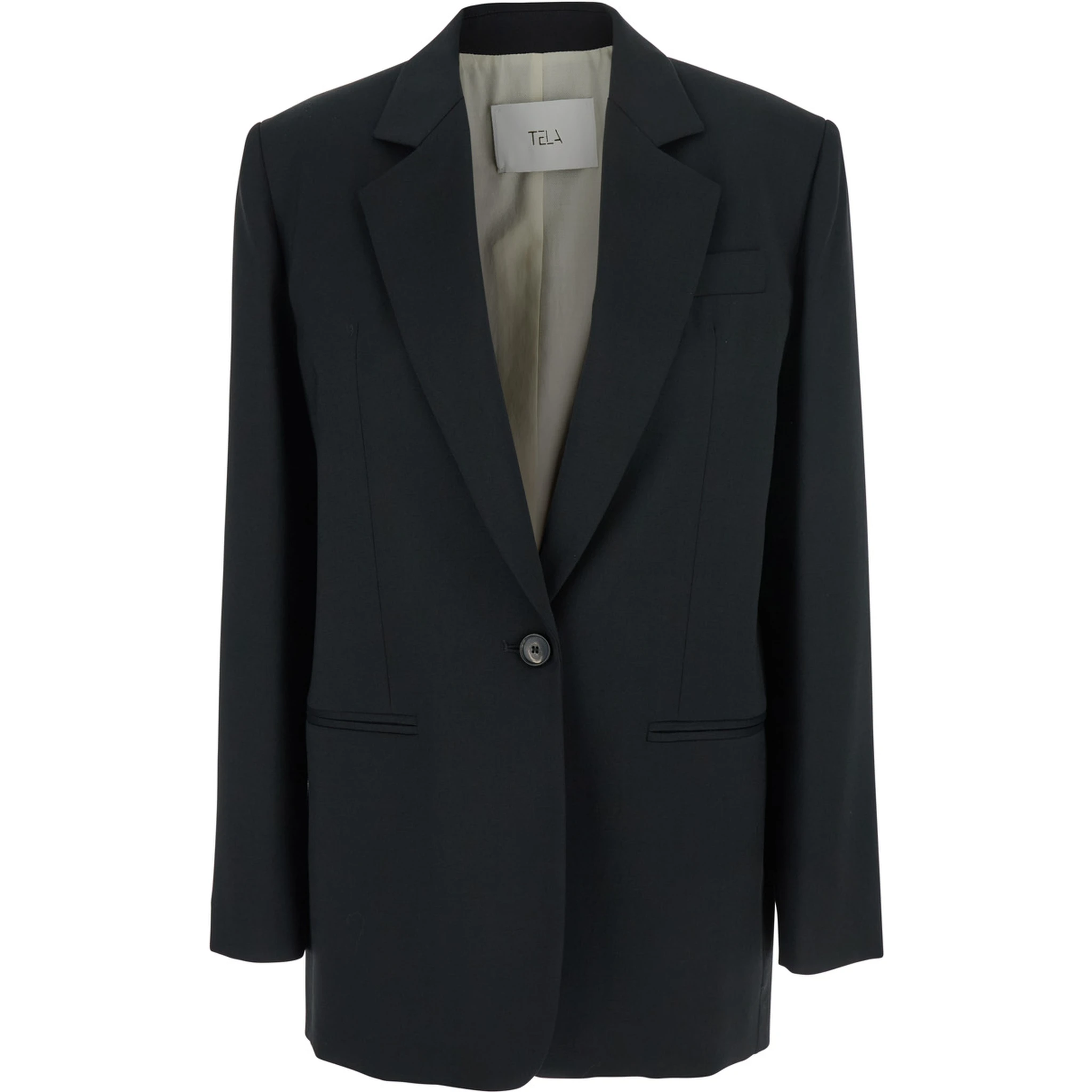 Diver Black Single-Breasted Jacket with Notched Revers in Wool Blend Woman