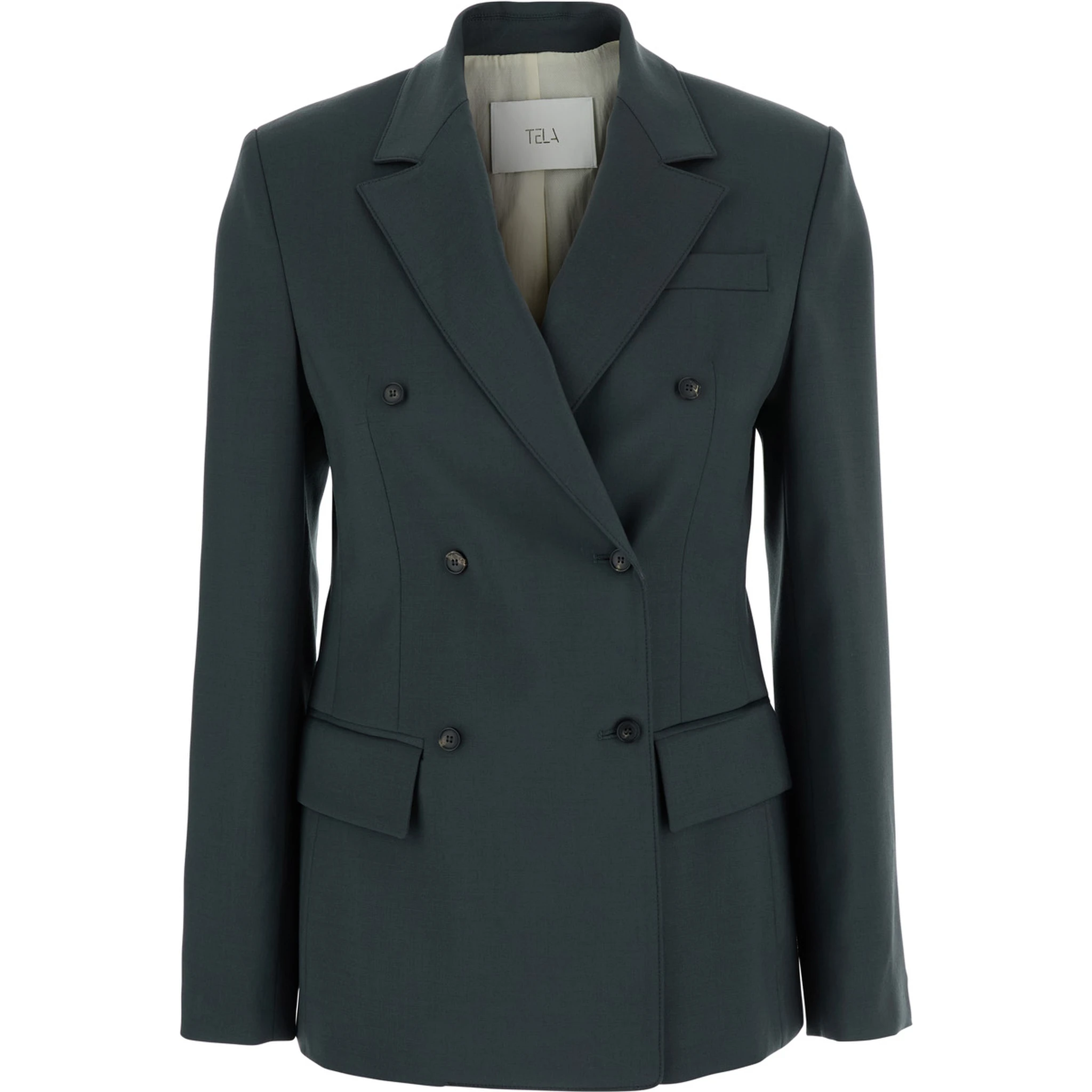 Soho Grey Double-Breasted Jacket with Notched Revers in Wool Blend Woman
