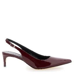 Luisa Bordeaux Slingback Pumps with Low Heel in Patent Leather Woman
