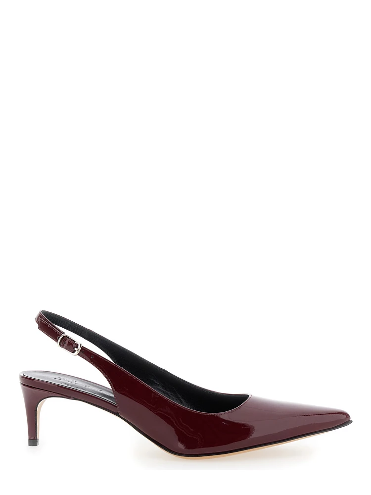 Luisa Bordeaux Slingback Pumps with Low Heel in Patent Leather Woman