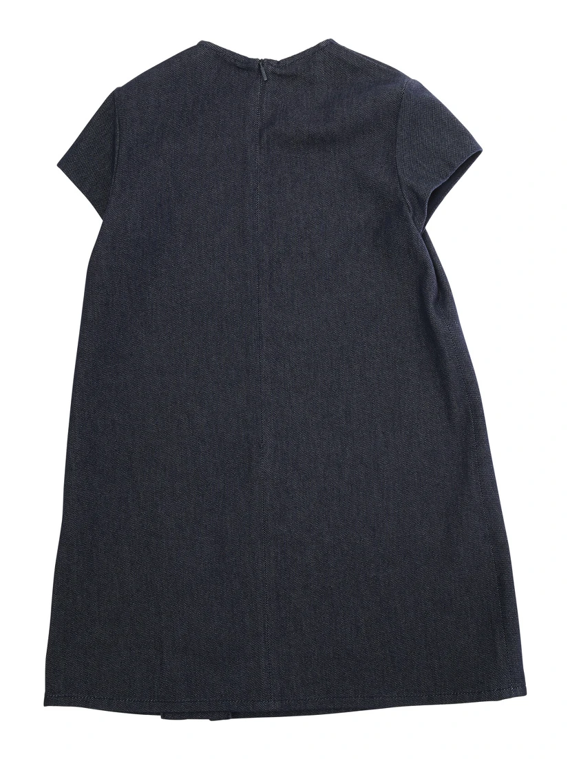Blue Round Neck Dress with Web Details in Cotton Girl