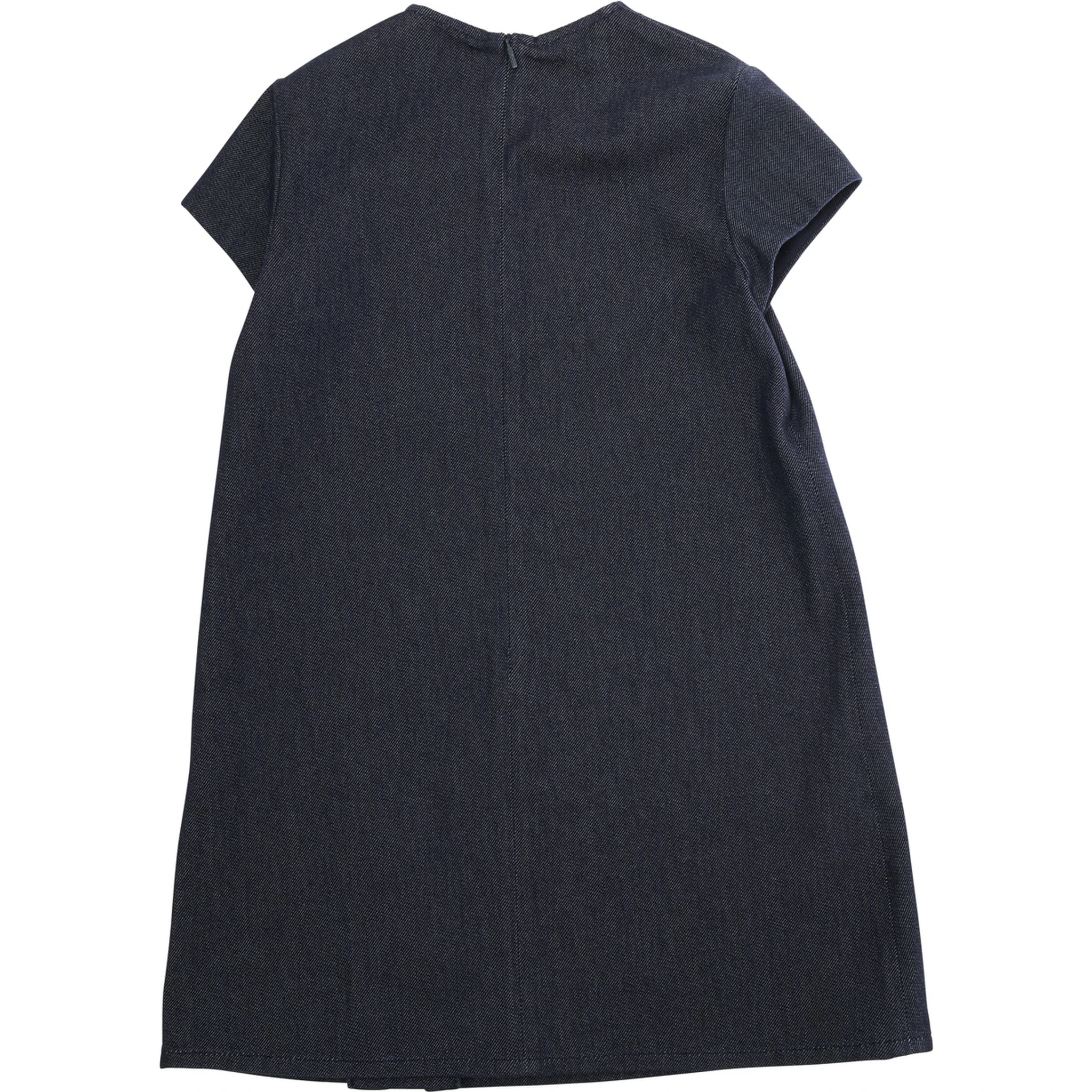 Blue Round Neck Dress with Web Details in Cotton Girl