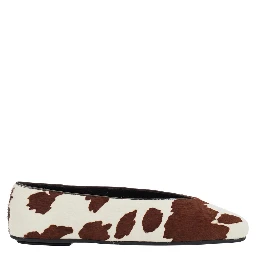 Brown Ballet Shoes with Animalier Print in Tech Fabric Woman