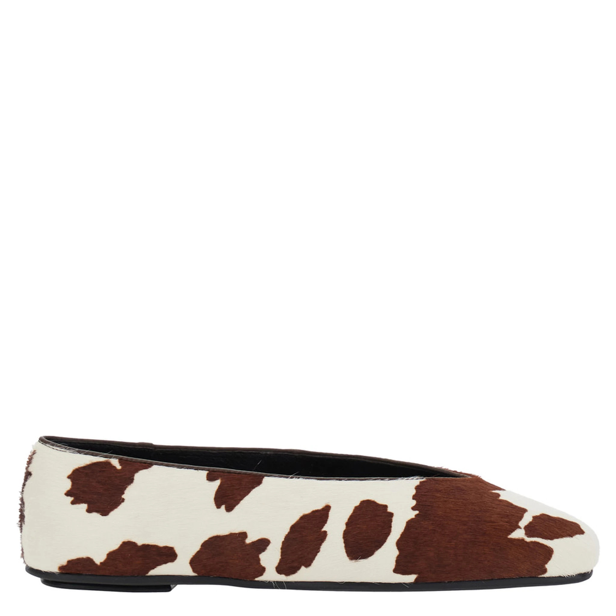 Brown Ballet Shoes with Animalier Print in Tech Fabric Woman