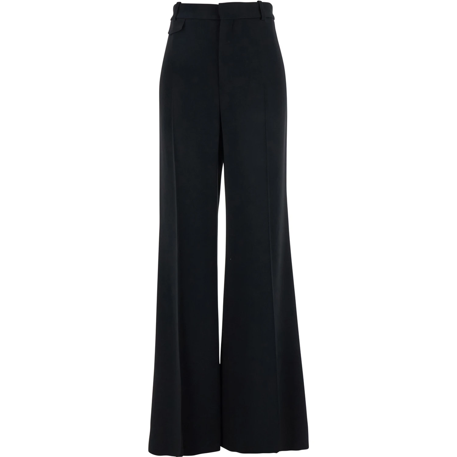 Black Pants with High Waist and Wide Leg in Viscose Blend Stretch Woman