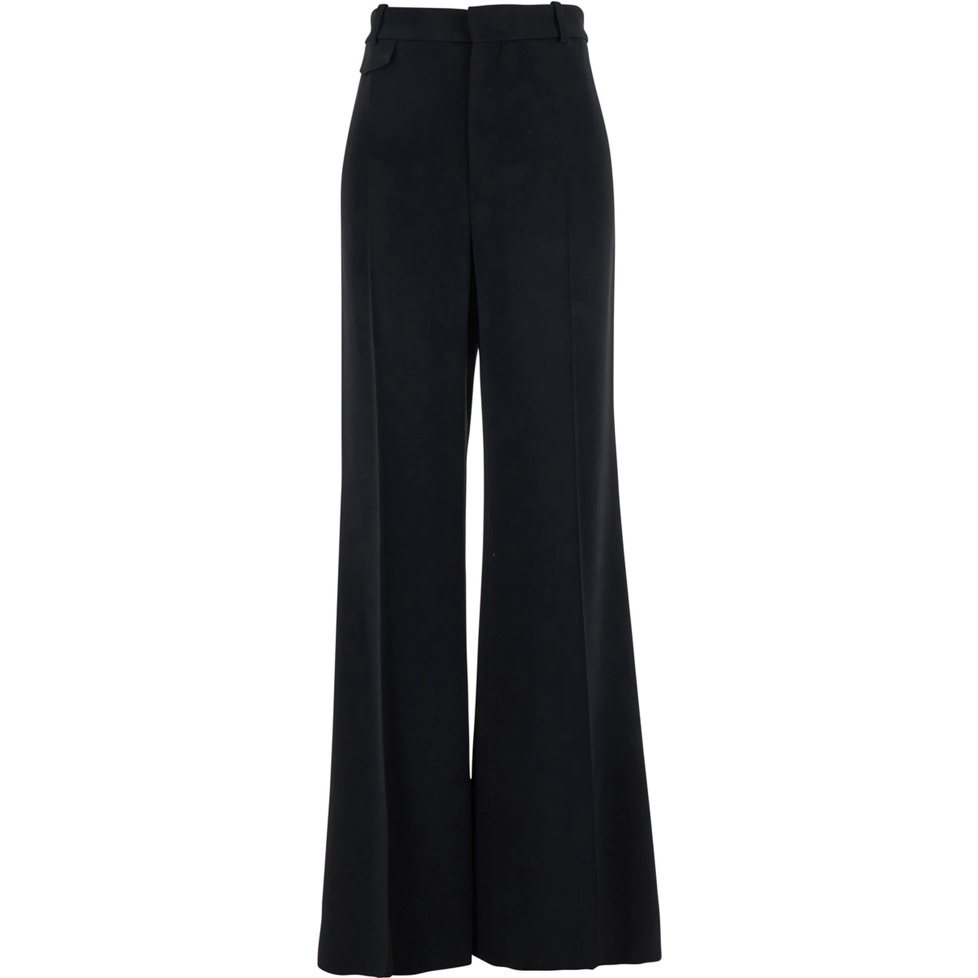Black Pants with High Waist and Wide Leg in Viscose Blend Stretch Woman